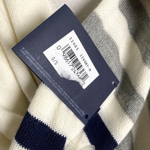 Tommy Hilfiger NWT Knit Infinity Scarf Ivory Grey Navy Stripes Fall Casual - Picture 9 of 10